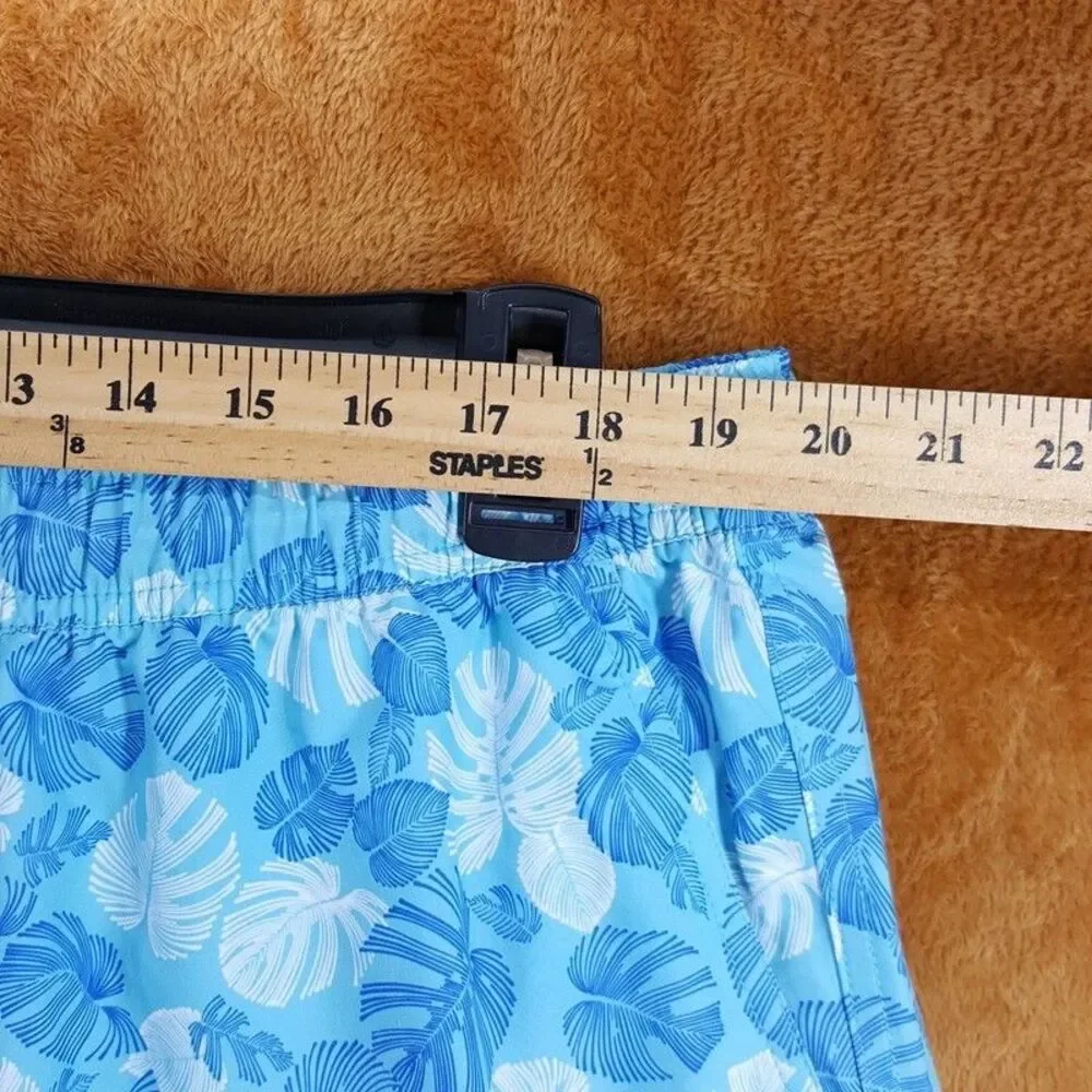 PETER MILLAR Swimwear Mens XXL Blue Floral Swim Trunks Pockets Linework Monstera